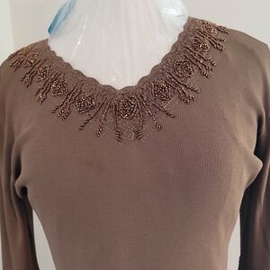 Michelle Nicole Brown Embellished Top